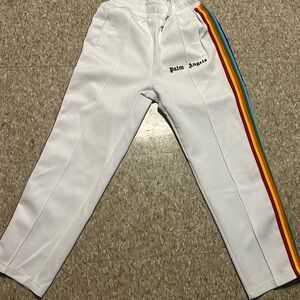 Palm Angels Kids White Joggers with Multicolor Stripes
